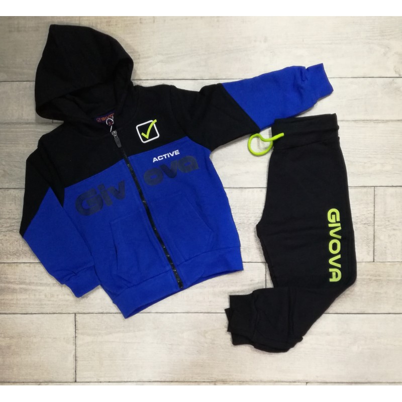 Givova Completo Tuta 2 Pezzi Da Bambino Con Zip - Blu