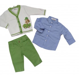 COMPLETO TRE PEZZI IN COTONE 3/18 MESI