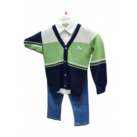 COMPLETO TRE PEZZI CON JEANS 3/8 ANNI