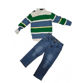 COMPLETO TRE PEZZI CON JEANS 3/7 ANNI