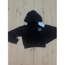FELPA CROPPED CON ZIP E CAPPUCCIO GUESS