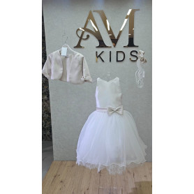 ABITO COMUNIONE CON FIOCCO E TULLE