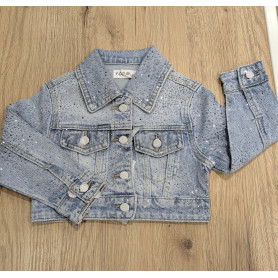 GIUBBINO IN JEANS CON BRILLANTINI 4/14A