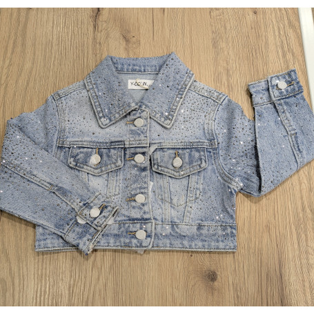 GIUBBINO IN JEANS CON BRILLANTINI 4/14A