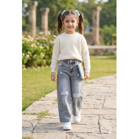 JEANS STRAPPATO CON BRILLANTINI 6/16A