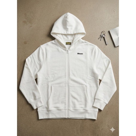 FELPA CON CAPPUCCIO E ZIP GARZATA BLAUER