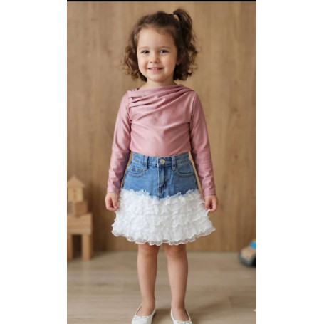 GONNELLINA IN JEANS CON MERLETTO 3/7A